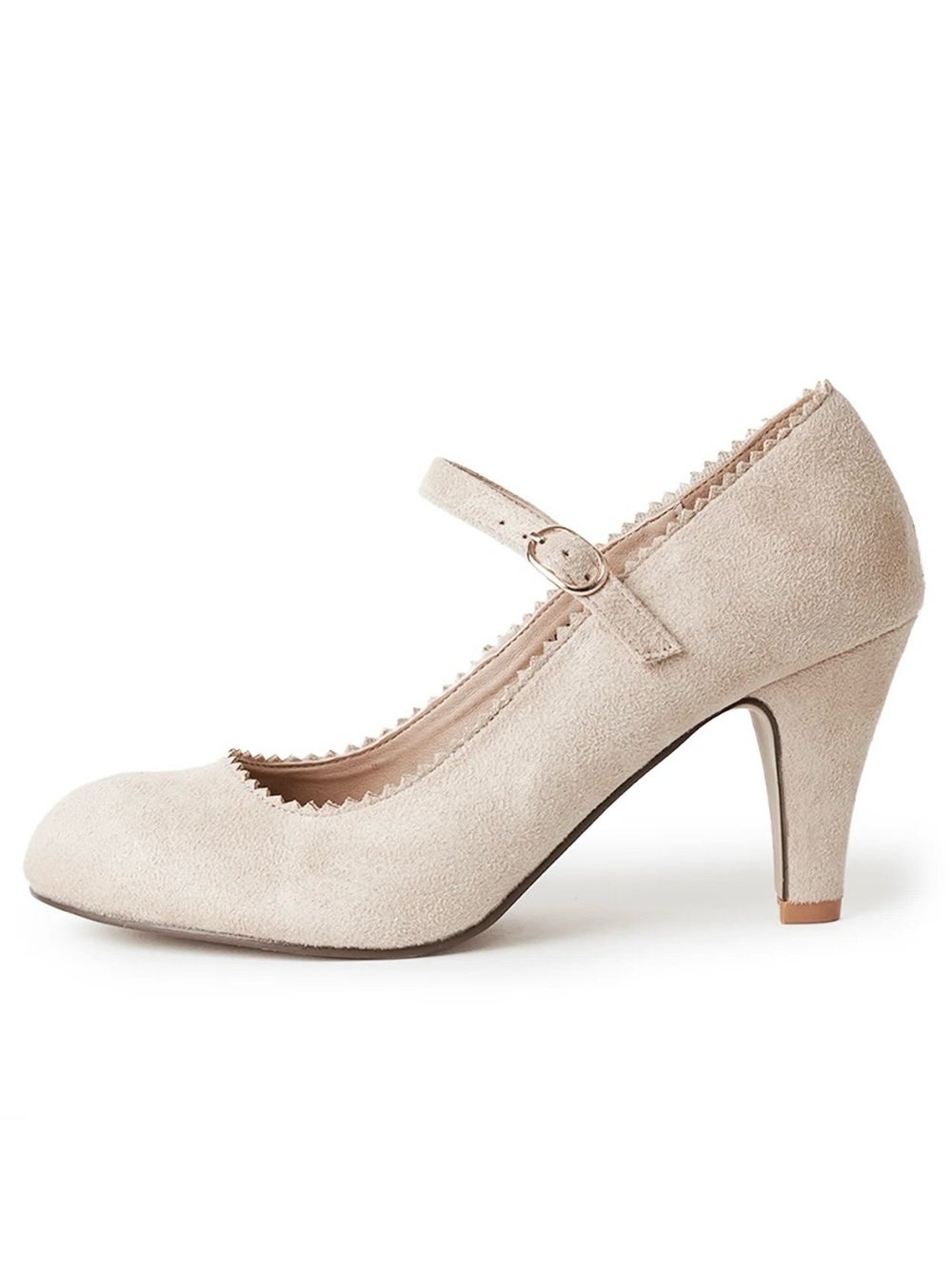 J.Adams Honey Nude Suede Mary Jane Heels - Picture 2 of 5